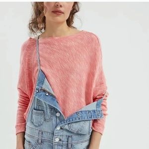 NWOT Anthropologie Pink Heather Ribbed Dolman Sleeve Pullover top textured Fall